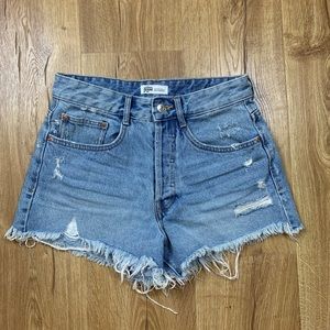 Zara Distressed Denim Shorts Light Wash